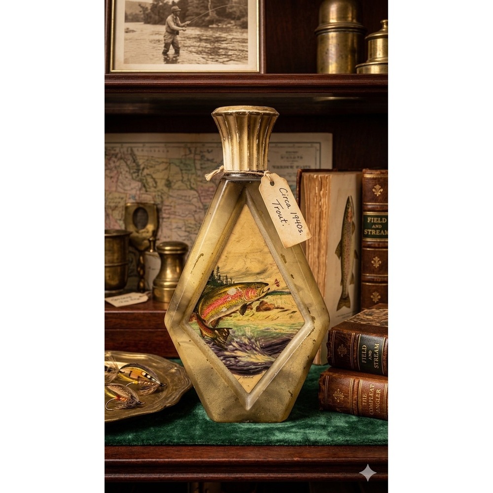 Vintage Jim Beam Rainbow Trout Decanter James Lockhart Fish Whiskey Bottle 1960s